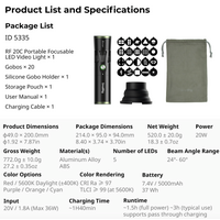Smallrig RF 20C 20W Pro Portrait Background Zoom Light, 5400Lux at 1m, 5 Colors, CRI 97+
