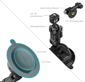 Smallrig Portable Suction Cup Mount Support Kit for Action Cameras/Mobile Phones SC-1K