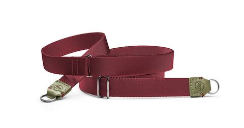 Leica Carrying Strap, Fabric, Leather, Olive - Burgundy