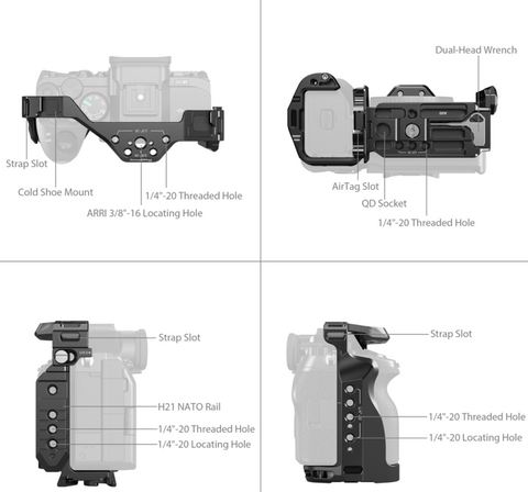 Smallrig Cage with Airtag Slot for Sony A7 V / A7R V / A7 IV / A7S III / A1 / A7R IV