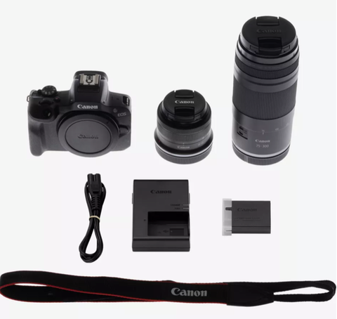 Canon EOS R100 Mirrorless Camera + RF-S 18-45mm F4.5-6.3 IS STM Lens + RF 75-300mm F4-5.6 Lens