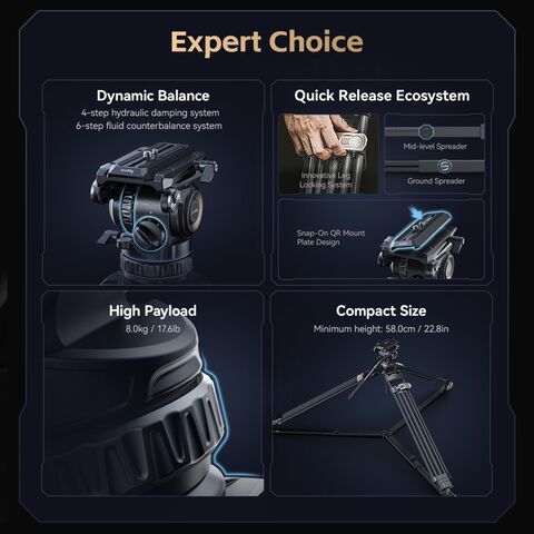 SmallRig FreeBlazer Counterbalance Carbon Fiber Video Tripod Kit AD-Pro8