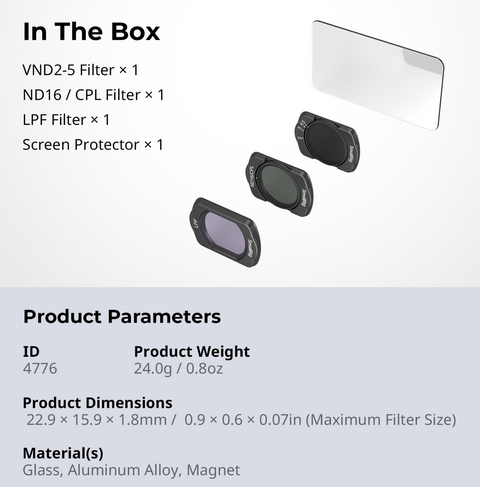 SmallRig Filter Kit for DJI Osmo Pocket 4 / 3